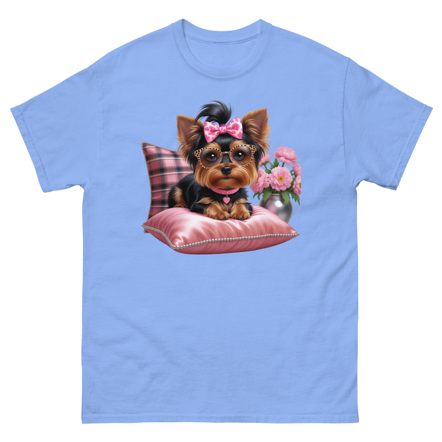 Yorkie Glam Tee – Pink Leopard Print Dog Graphic Shirt #4 Women Tees Style Junction – Custom Digital Designs & Apparel