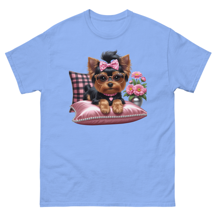 Yorkie Glam Tee – Pink Leopard Print Dog Graphic Shirt #5 Women Tees Style Junction – Custom Digital Designs & Apparel
