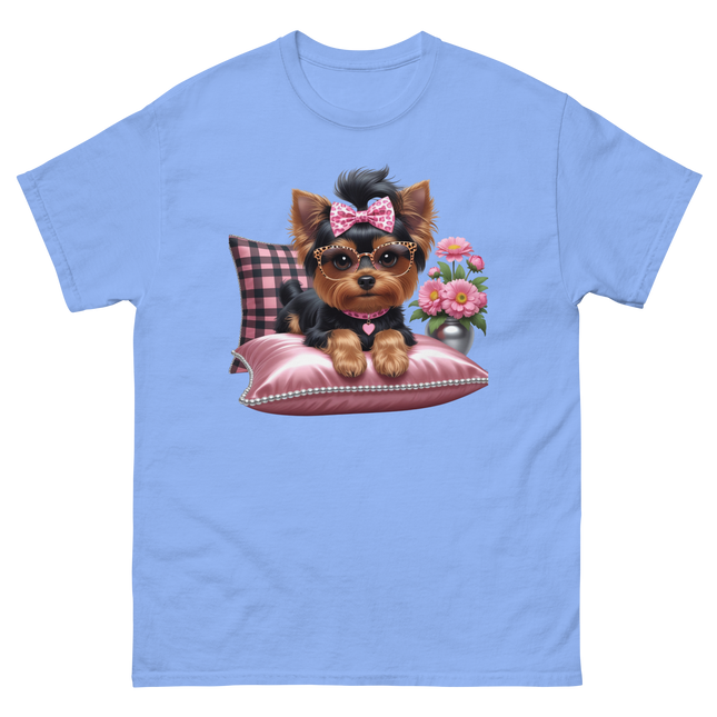 Yorkie Glam Tee – Pink Leopard Print Dog Graphic Shirt #5 Women Tees Style Junction – Custom Digital Designs & Apparel