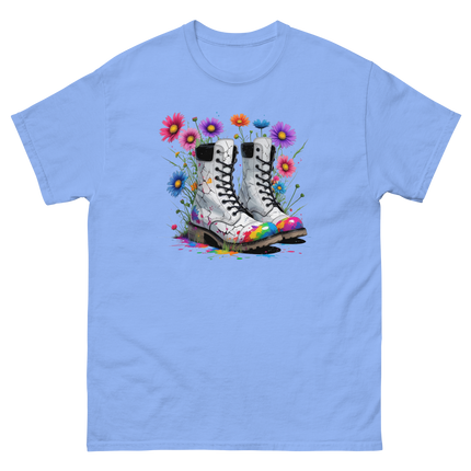 Rainbow Combat Boots Tee – Floral Festival Graphic Shirt #1 Women Tees Style Junction – Custom Digital Designs & Apparel