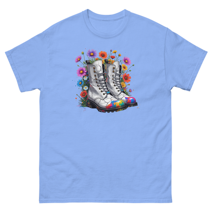 Rainbow Combat Boots Tee – Floral Festival Graphic Shirt #3 Women Tees Style Junction – Custom Digital Designs & Apparel