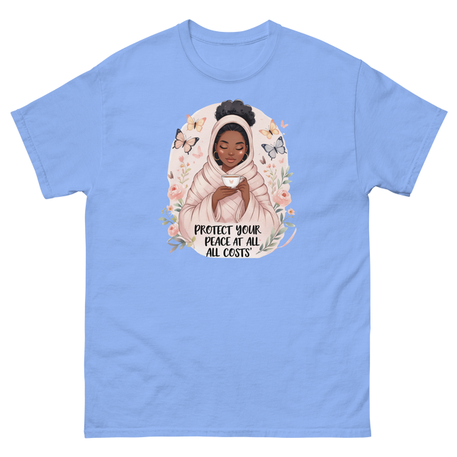 Protect Your Peace Tee – Floral Afro Soft Aesthetic Design #4 Women Tees Style Junction – Custom Digital Designs & Apparel