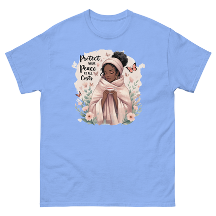 Protect Your Peace Tee – Floral Afro Soft Aesthetic Design #5 Women Tees Style Junction – Custom Digital Designs & Apparel
