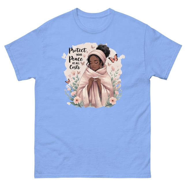 Protect Your Peace Tee – Floral Afro Soft Aesthetic Design #5 Women Tees Style Junction – Custom Digital Designs & Apparel