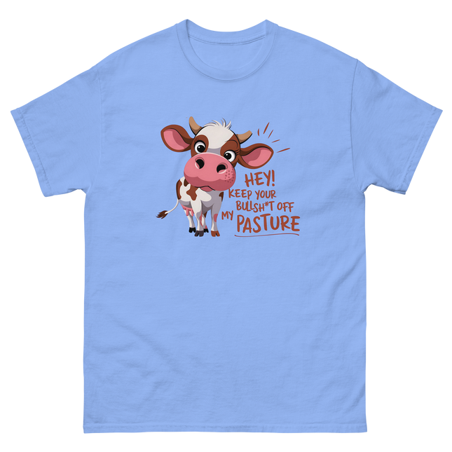 Funny Cow Attitude Tee – Keep Your Bullsh*t Off My Pasture Women Tees Style Junction – Custom Digital Designs & Apparel Carolina Blue S