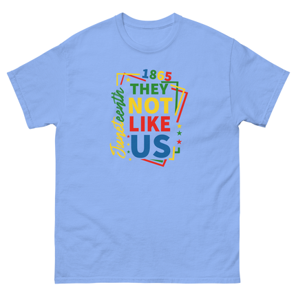 Juneteenth 1865 Tee – They Not Like Us Bold Freedom Design Women Tees Style Junction – Custom Digital Designs & Apparel Carolina Blue S