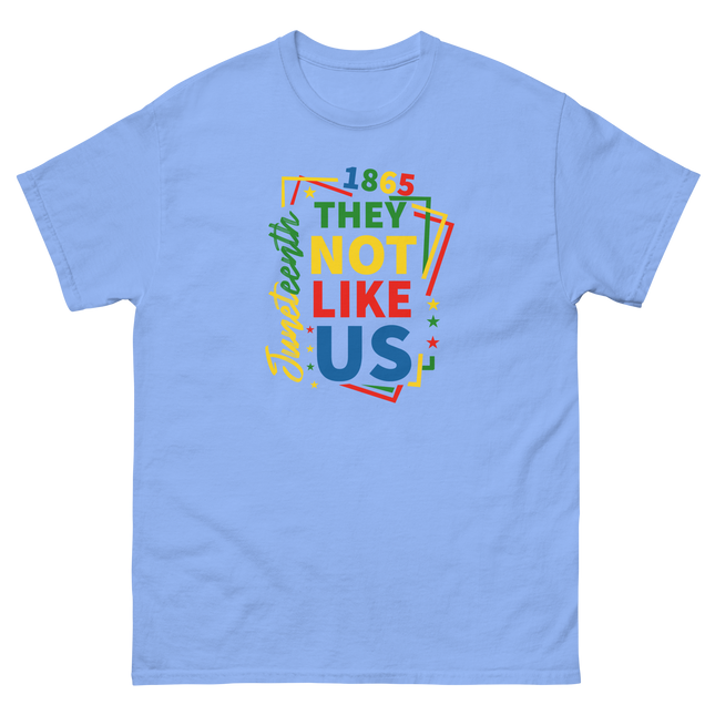 Juneteenth 1865 Tee – They Not Like Us Bold Freedom Design Women Tees Style Junction – Custom Digital Designs & Apparel Carolina Blue S