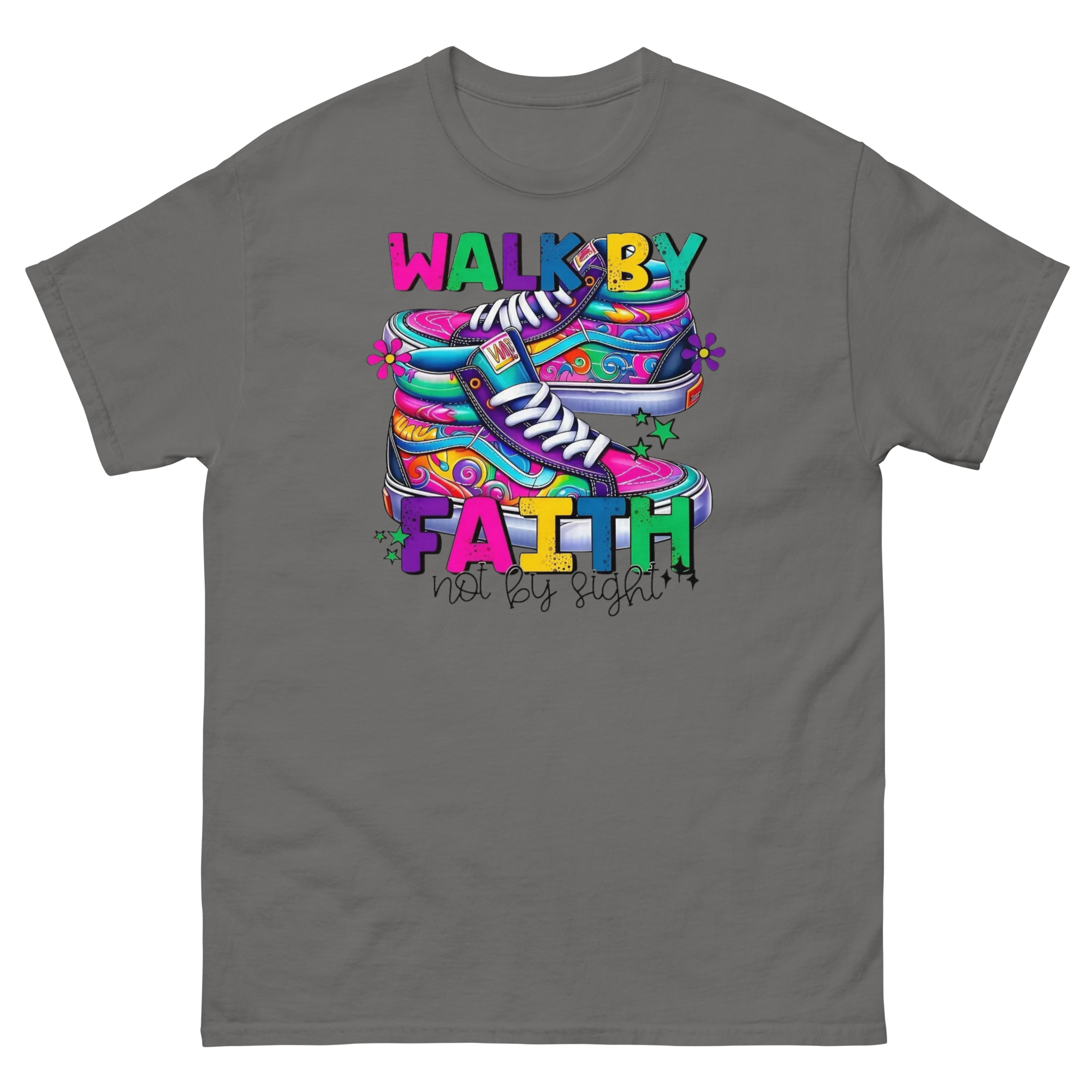 Walk By Faith Custom Design Unisex Classic T-shirt Physical T-Shirt Style-Junction Charcoal S 