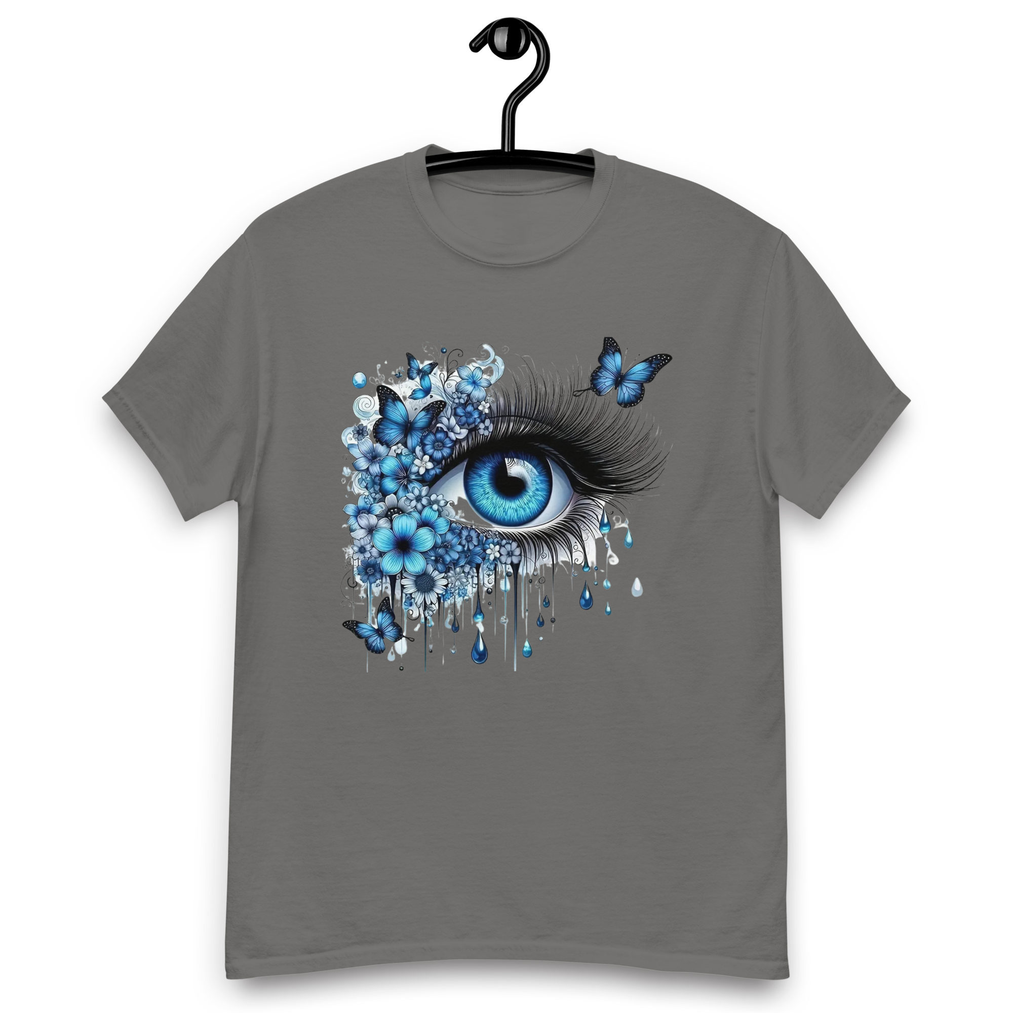 Tears of Blue Elegance Unisex Classic Tee - 100% Cotton with Double-Seam Durability Physical T-Shirt Style-Junction Charcoal S