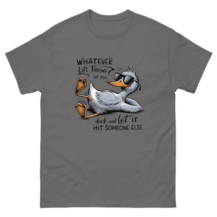 Funny Duck Quote Tee – “Let It Hit Someone Else” Graphic Shirt Women Tees Style Junction – Custom Digital Designs & Apparel Charcoal S