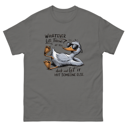 Funny Duck Quote Tee – “Let It Hit Someone Else” Graphic Shirt Women Tees Style Junction – Custom Digital Designs & Apparel Charcoal S