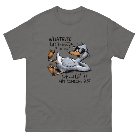 Funny Duck Quote Tee – “Let It Hit Someone Else” Graphic Shirt Women Tees Style Junction – Custom Digital Designs & Apparel Charcoal S