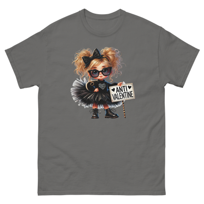 Anti-Valentine Tee – Sassy Girl in Black Tulle Skirt Graphic Women Tees Style Junction – Custom Digital Designs & Apparel Charcoal S