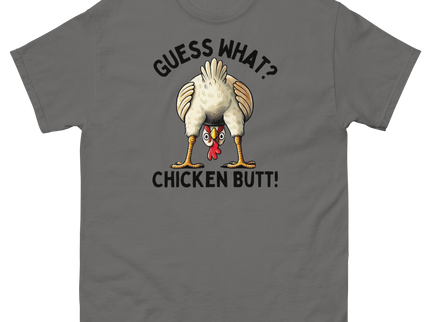 Funny Chicken Butt Tee – “Guess What” Comical Farm Graphic Shirt Women Tees Style Junction – Custom Digital Designs & Apparel Charcoal S