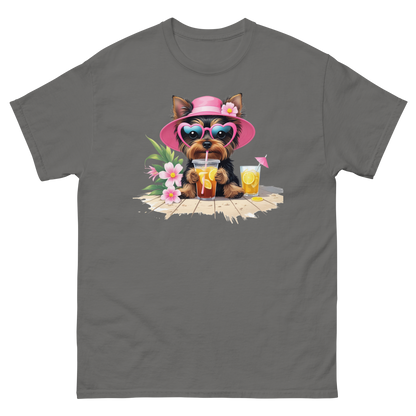 Yorkie Dog #3 Iced Tea Graphic Tee – Floral Summer PNG Print Shirt Women Tees Style Junction – Custom Digital Designs Charcoal S