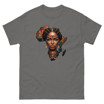 Afrocentric Queen Tee – Tribal Pattern Art, Bold Heritage Vibe #1 Women Tees Style Junction – Custom Digital Designs & Apparel Charcoal S