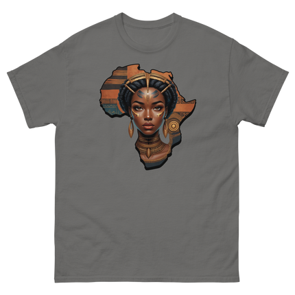 Afrocentric Queen Tee – Tribal Pattern Art, Bold Heritage Vibe #3 Women Tees Style Junction – Custom Digital Designs & Apparel Charcoal S