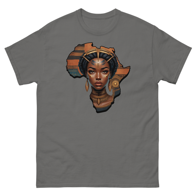 Afrocentric Queen Tee – Tribal Pattern Art, Bold Heritage Vibe #3 Women Tees Style Junction – Custom Digital Designs & Apparel Charcoal S