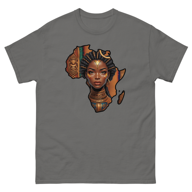 Afrocentric Queen Tee – Tribal Pattern Art, Bold Heritage Vibe #4 Women Tees Style Junction – Custom Digital Designs & Apparel Charcoal S