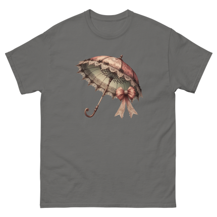 Victorian Lace Parasol Bow Tee Women Tees Style Junction – Custom Digital Designs & Apparel Charcoal S