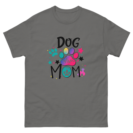 Neon Pop Dog Mom Tee – Bright Comic-Inspired Design Women Tees Style Junction – Custom Digital Designs & Apparel Charcoal S