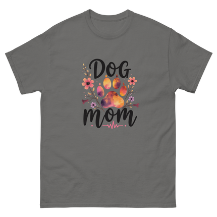 Sunset Floral Dog Mom Tee – Boho Paw & Blooms Design Women Tees Style Junction – Custom Digital Designs & Apparel Charcoal S