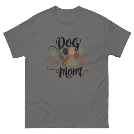 Earthy Tones Dog Mom Tee – Minimal Rustic Paw Graphic Women Tees Style Junction – Custom Digital Designs & Apparel Charcoal S