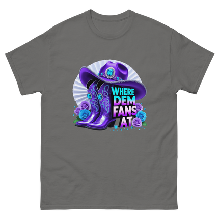 Where Dem Fans At Tee – Glam Cowgirl Boots & Hat Women Tees Style Junction – Custom Digital Designs & Apparel Charcoal S