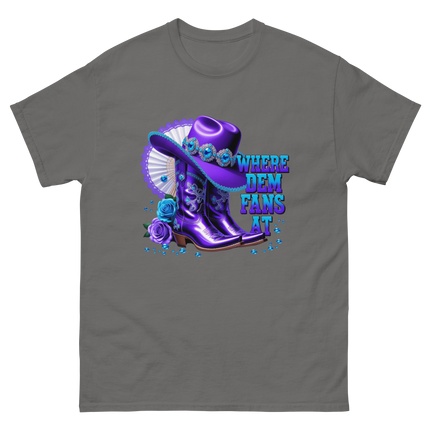 Where Dem Fans At Tee – Sparkling Western Boot Look Women Tees Style Junction – Custom Digital Designs & Apparel Charcoal S