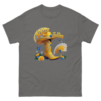 Boots on Da Ground Tee – Bright Yellow Jewel Style Women Tees Style Junction – Custom Digital Designs & Apparel Charcoal S