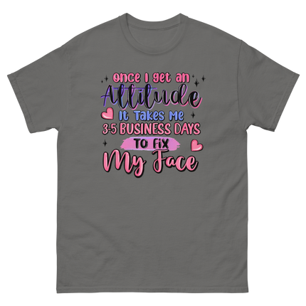 Attitude Fix Tee – Funny Pastel Quote Graphic Shirt Women Tees Style Junction – Custom Digital Designs & Apparel Charcoal S