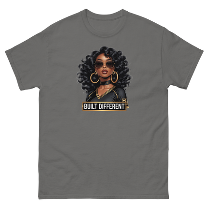 Built Different Tee – Bold Black Art, Gold Statement Style #3 Women Tees Style Junction – Custom Digital Designs & Apparel Charcoal S