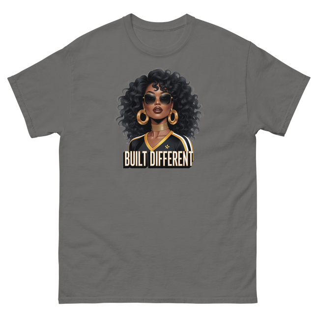 Built Different Tee – Bold Black Art, Gold Statement Style #4 Women Tees Style Junction – Custom Digital Designs & Apparel Charcoal S