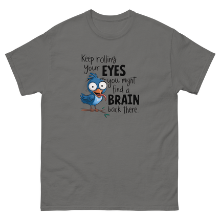 Keep Rolling Your Eyes Funny Bird Graphic Tee Women Tees Style Junction – Custom Digital Designs & Apparel Charcoal S
