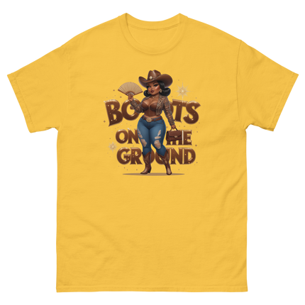 Boots on the Ground Curvy Cowgirl T-Shirt – Bold Western Style Women Tees Style Junction – Custom Digital Designs & Apparel Daisy S