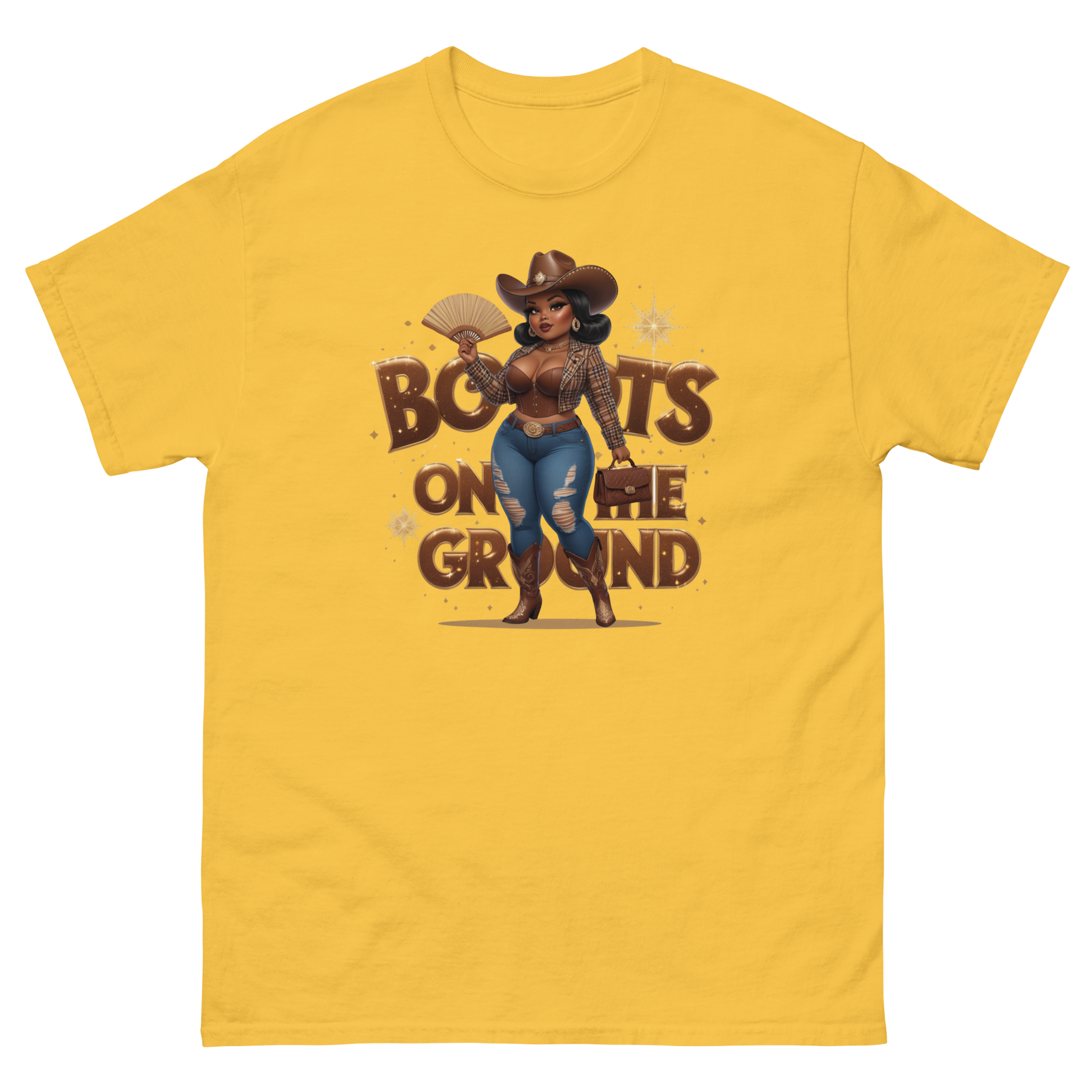 Boots on the Ground Curvy Cowgirl T-Shirt – Bold Western Style Women Tees Style Junction – Custom Digital Designs & Apparel Daisy S