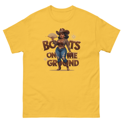 Boots on the Ground Curvy Cowgirl T-Shirt – Bold Western Style Women Tees Style Junction – Custom Digital Designs & Apparel Daisy S