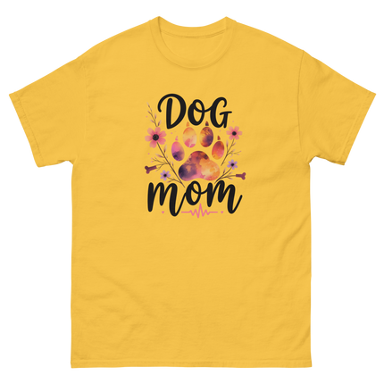 Dog Mom Sunset Floral T-Shirt – Heartbeat Paw Print Design Women Tees Style Junction – Custom Digital Designs & Apparel Daisy S