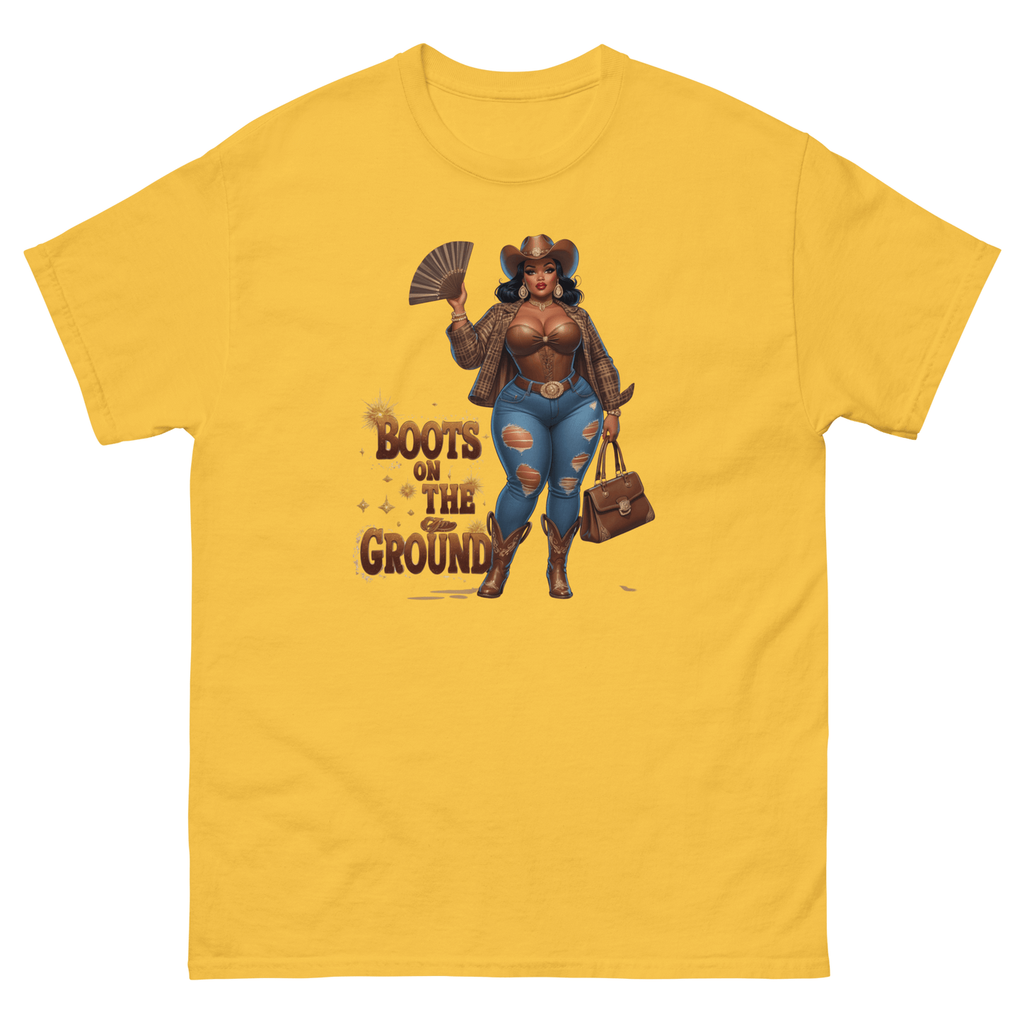 Boots on the Ground Curvy Cowgirl #2 Tee – Bold Western Style Women Tees Style Junction – Custom Digital Designs & Apparel Daisy S