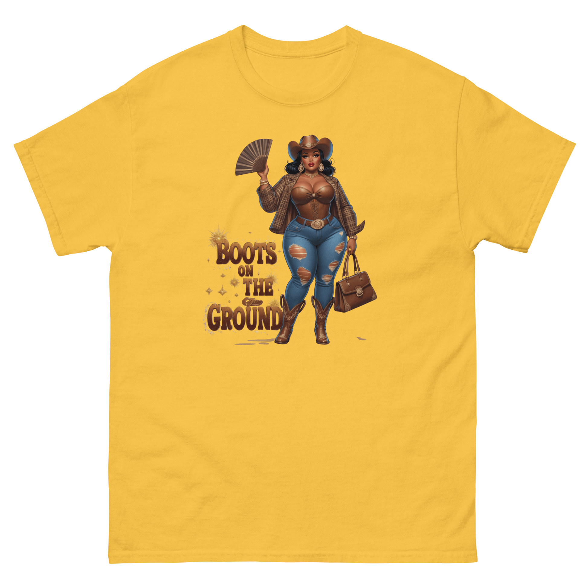Boots on the Ground Curvy Cowgirl #2 Tee – Bold Western Style Women Tees Style Junction – Custom Digital Designs & Apparel Daisy S