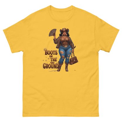 Boots on the Ground Curvy Cowgirl #2 Tee – Bold Western Style Women Tees Style Junction – Custom Digital Designs & Apparel Daisy S