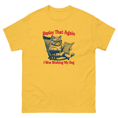 Replay That Again Cat Tee – Funny Retro Dog Quote T-Shirt Women Tees Style Junction – Custom Digital Designs & Apparel Daisy S