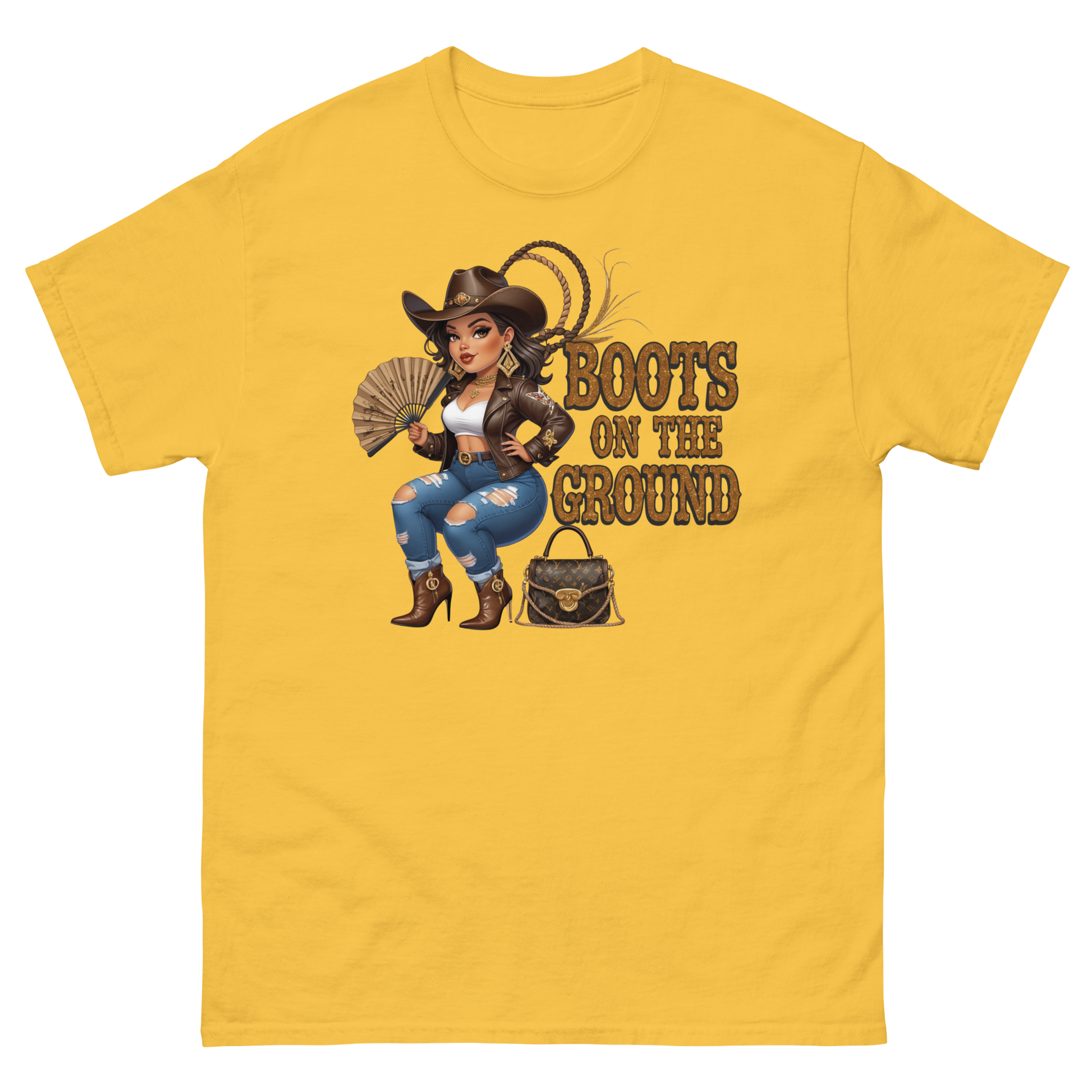 Curvy Cowgirl Tee – “Boots on the Ground” Western Rodeo Graphic Women Tees Style Junction – Custom Digital Designs & Apparel Daisy S