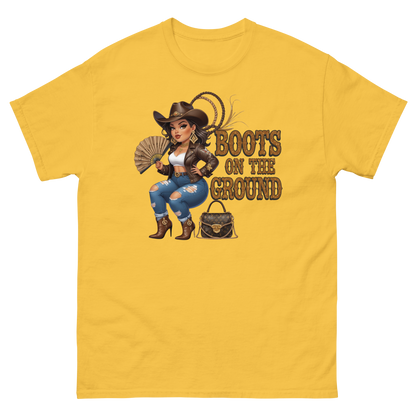 Curvy Cowgirl Tee – “Boots on the Ground” Western Rodeo Graphic Women Tees Style Junction – Custom Digital Designs & Apparel Daisy S