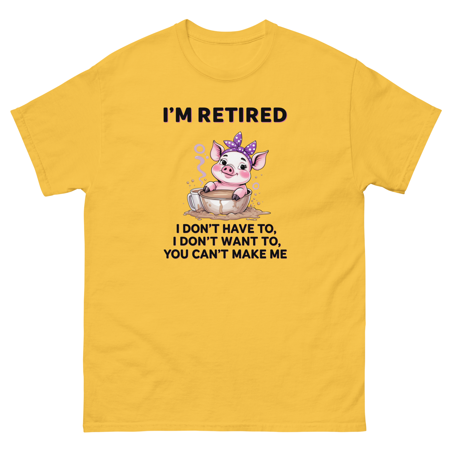 Retired Pig Coffee Tee – Funny Quote & Cute Cup Graphic Shirt Women Tees Style Junction – Custom Digital Designs & Apparel Daisy S