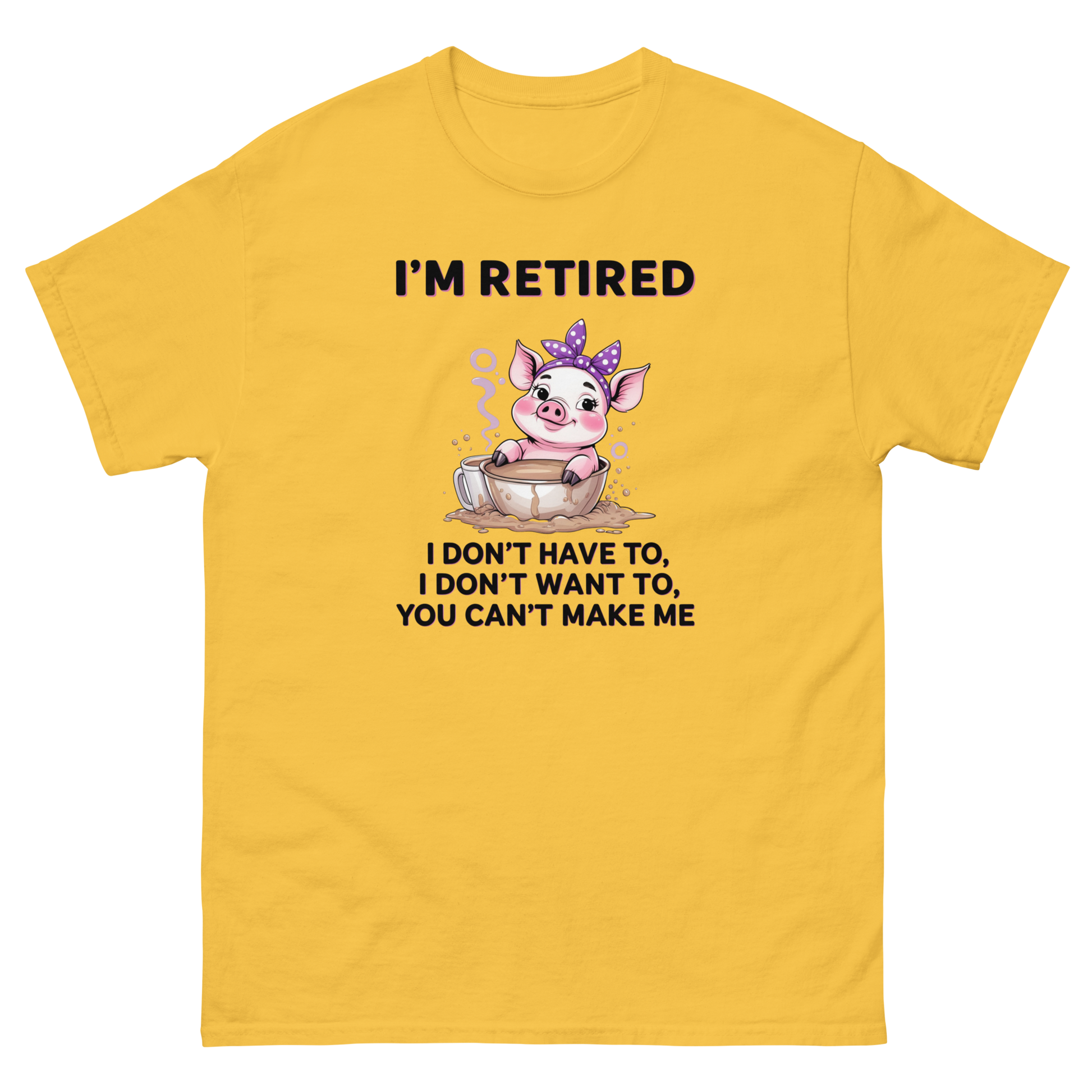 Retired Pig Coffee Tee – Funny Quote & Cute Cup Graphic Shirt Women Tees Style Junction – Custom Digital Designs & Apparel Daisy S
