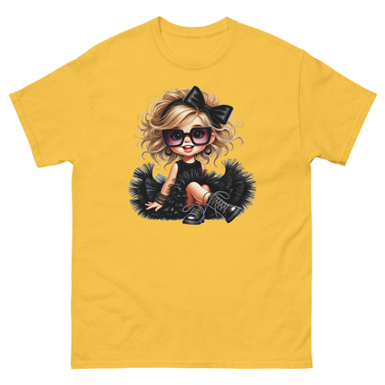 Blonde Curly Girl Tee – Tulle Skirt & Sunglasses Streetwear Women Tees Style Junction – Custom Digital Designs & Apparel Daisy S