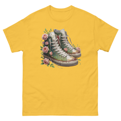 Floral High Top Sneaker Tee – Boho Chic Rose Graphic Shirt Women Tees Style Junction – Custom Digital Designs & Apparel Daisy S