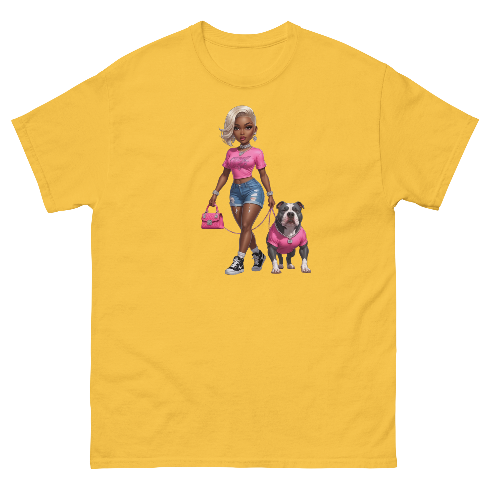 Hot Pink Bulldog Diva Tee – 100% Cotton Graphic Streetwear Women Tees Style Junction – Custom Digital Designs & Apparel Daisy S