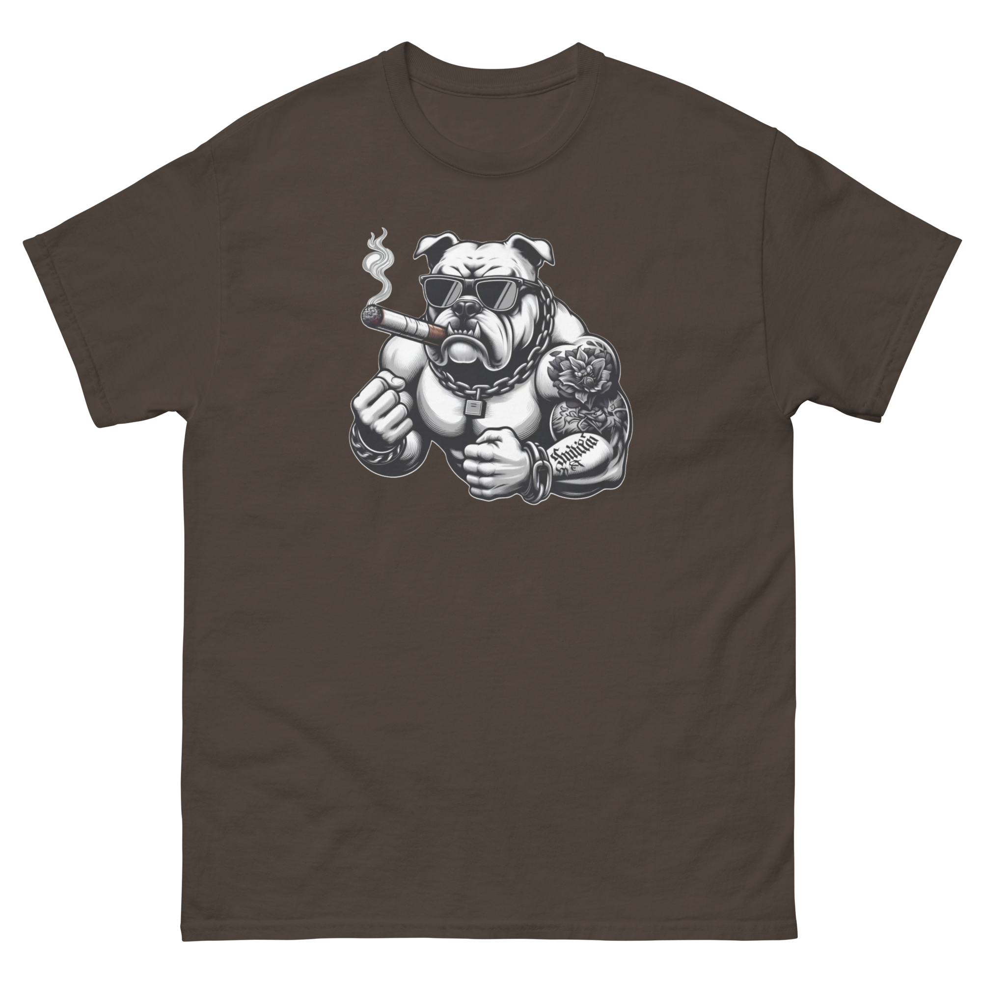 Big Boy Bulldog Design | Men’s Custom Classic T-Shirt Physical T-Shirt Style-Junction Dark Chocolate S 